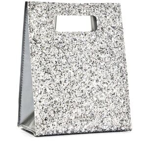 BBW Silver Glitter Gift Bag Reusable Mini Tote Bath & Body Works Holiday NWT
